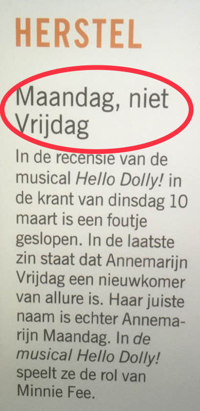 rectificatie Annemarijn Maandag - Hello Dolly rectificatie Annemarijn Maandag - Hello Dolly
